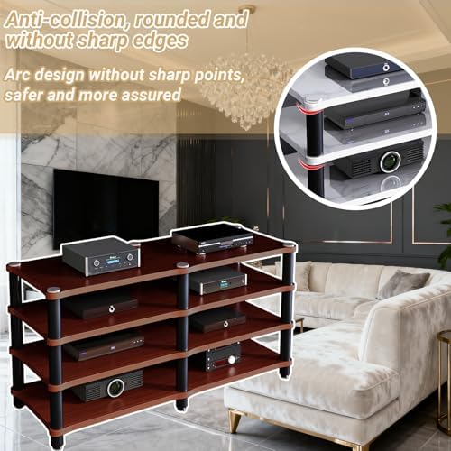 Modern Portable Media Storage Rack with Cable Management - Single Layer Audio Cabinet for HiFi Stereo Components & Entertainment Equipment