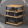 HiFi Rack 3 Tier AV Media Stand Wood Shelf, Audio Tower, Record Player Stand Stereo Cabinet, Media Console Storage Shelf, Audio Video Components(Walnut,4-Tier(60x48x80cm))