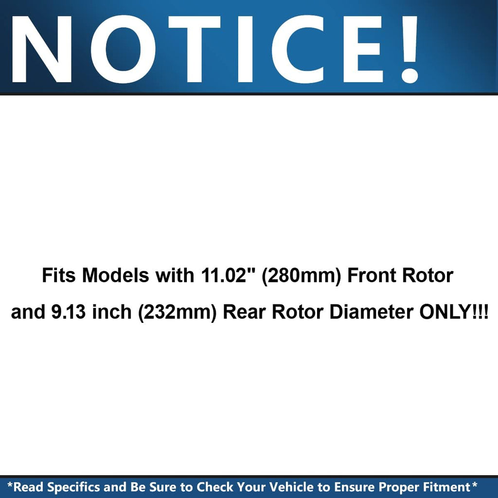 Detroit Axle - Brake Kit for Volkswagen Beetle Golf City Jetta Brakes Rotor and Ceramic Brake Pads Replacement: 11.02' inch Front Rotor and 9.13' inch Rear Rotor
