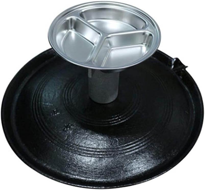 Multi Use Korea Traditional Cauldron Lid Grill BBQ Pan Barbecue Grill Pan,Griddle For Roasing Pork Belly,Indoor & Outdoor Nonstick Caldron Cast Iron Grilled Plate (15.35' (39cm))