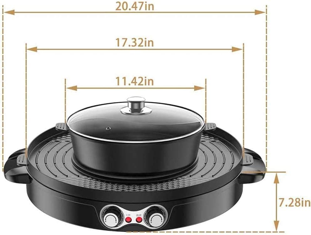 Electric Grill Indoor 2200W 2 in 1 Electric Hot Pot Grill Smokeless Korean BBQ Grill Shabu Pot with Independent Temperature Control, Split for Easy Cleaning, 3.6L Large Capacity for Gatherings (Color