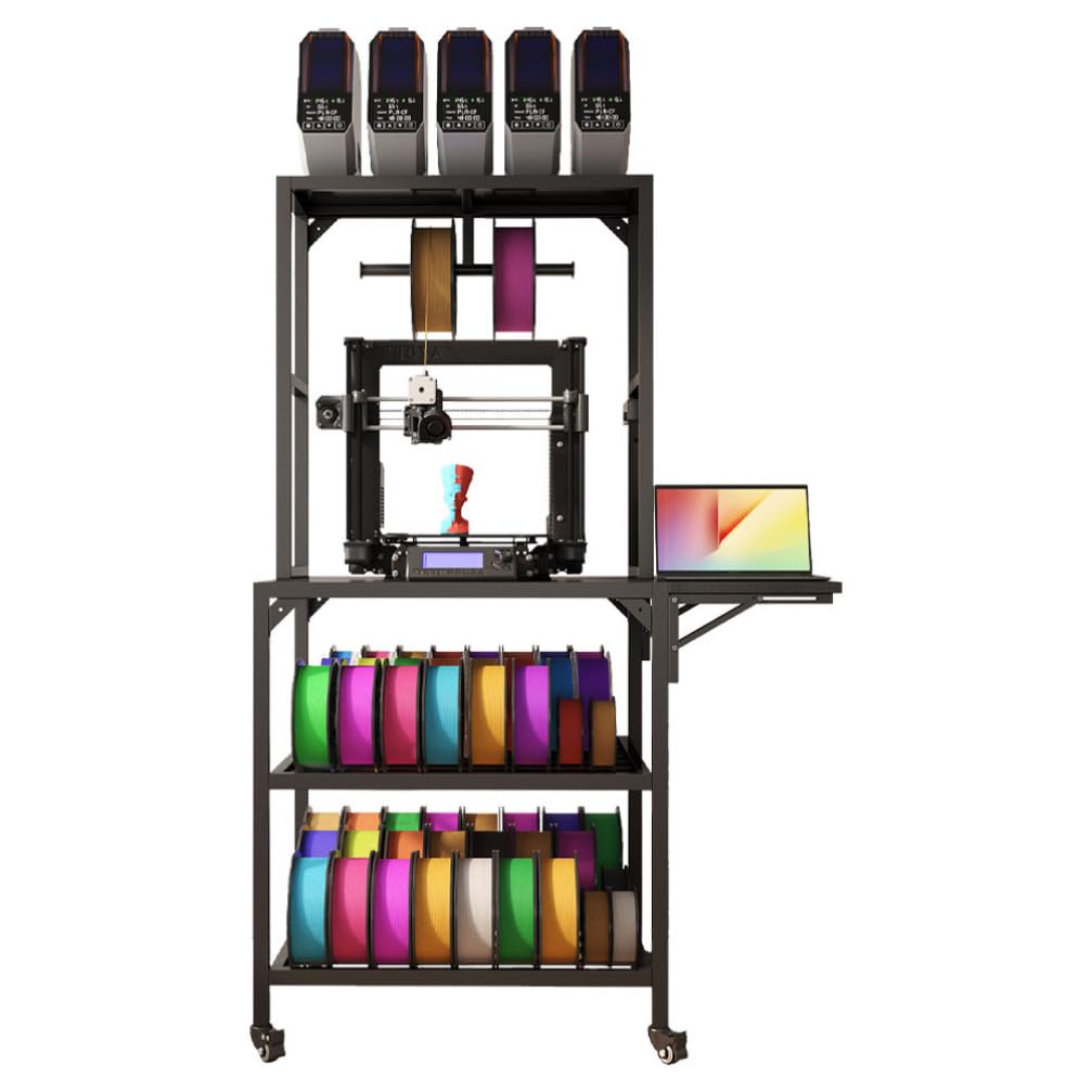 Balacoo 3D Printer Cart: Heavy Duty 3D Printer Table with Double-Layer Storage Rack - Rolling Stand with Wheels for Studio, Home Office, and Workshop