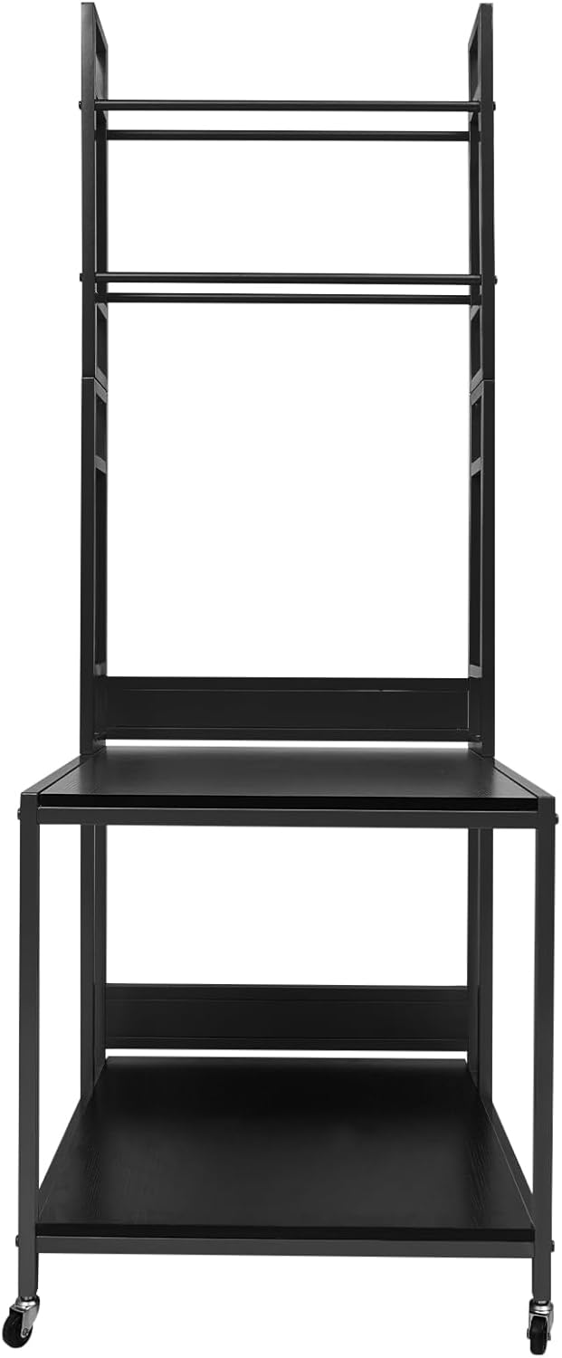 3D Printer Stand with Filament Storage, Heavy Duty 2-Tier Mobile Printer Table with Wheels, 110Lbs Capacity 3D Printer Table with Filament Spool Holder Rack for Workshop Studio Office Home (Black)