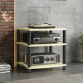 4-Tier Audio Video Media Stand, Stereo Rack Tower for AV Equipment, Open Record Player Storage, Compact Entertainment Center for Living Room, Brown (60x48x88cm)