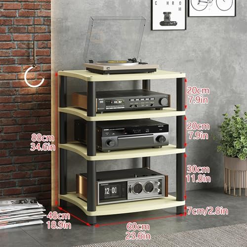 4-Tier Audio Video Media Stand, Stereo Rack for Record Player & Gaming, Open Entertainment Center, Brown, 60x48x88cm - Perfect for Living Room Storage
