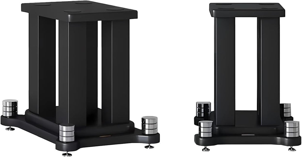 A Pair of Speaker Stands, Heavy Duty Speaker Stand Holds Bookshelf/Satellite/Large Speaker, Vibration-Absorbing MDF Design, 1.96×1.96in Metal Column Support,Holds 88lbs Speaker (Black, 7.8in)