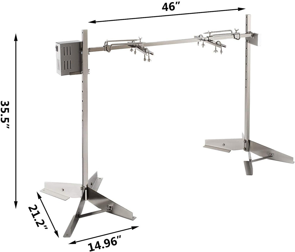 DEWOSEN 46' Outdoor Electric Rotisserie Grill Kit | 125LBS Pig Spit Rotisserie Grill | 45W Rotatable Motor BBQ Rotisserie Kit | Height Adjustable Spit Roaster Stand for Roasting Pig Lamb