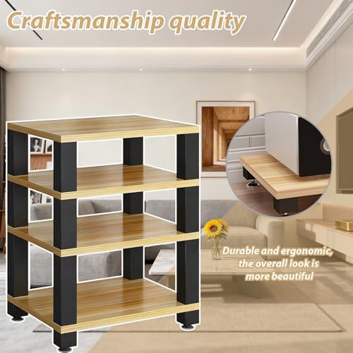 Light Walnut 3-Tier Audio Rack - Entertainment Stereo Storage for Game Rooms, KTV & Bars - Stylish Component Display Stand, Perfect for Organizing Audio Equipment