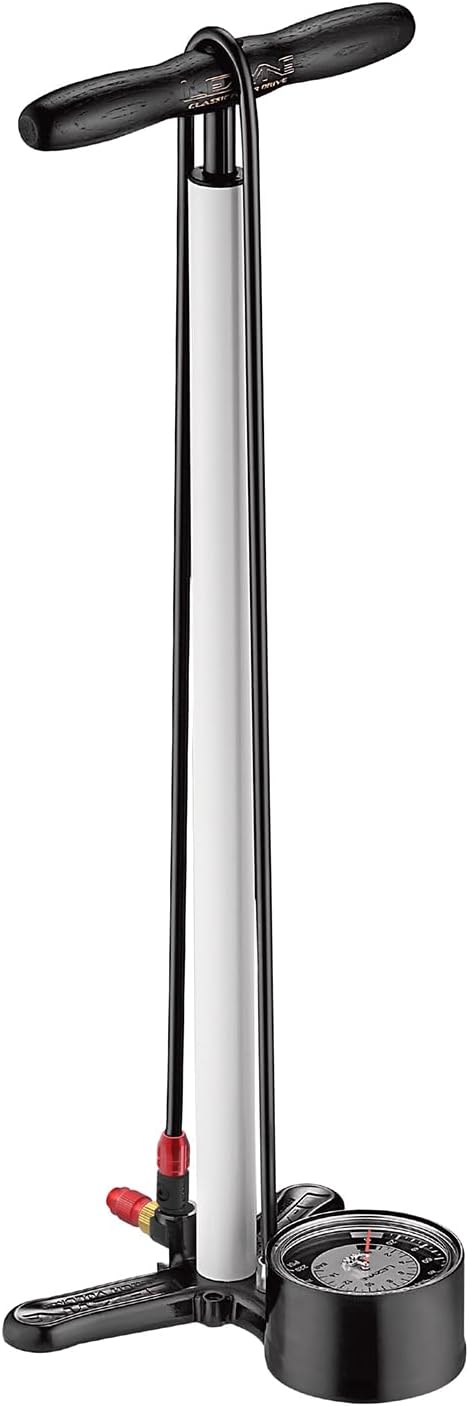 LEZYNE Classic Floor Drive 3.5 High Pressure Bicycle Floor Pump with Accurate 3.5' Analog Gauge - Aluminum/Steel 220 PSI Tire Air Pump for Road/Track Bikes - ABS-1 Pro Chuck Fits Presta/Schrader Valve