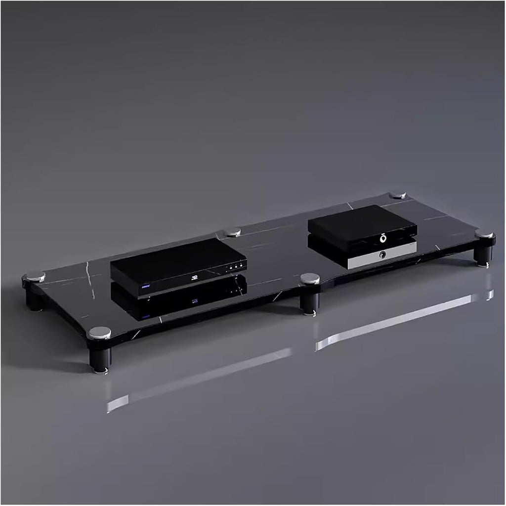 Heavy Duty Audio Video Component Cabinet, 1-Tier Media Stand for Home Stereo Equipment, Open-Ended Design for Easy Access, Modern Black Finish