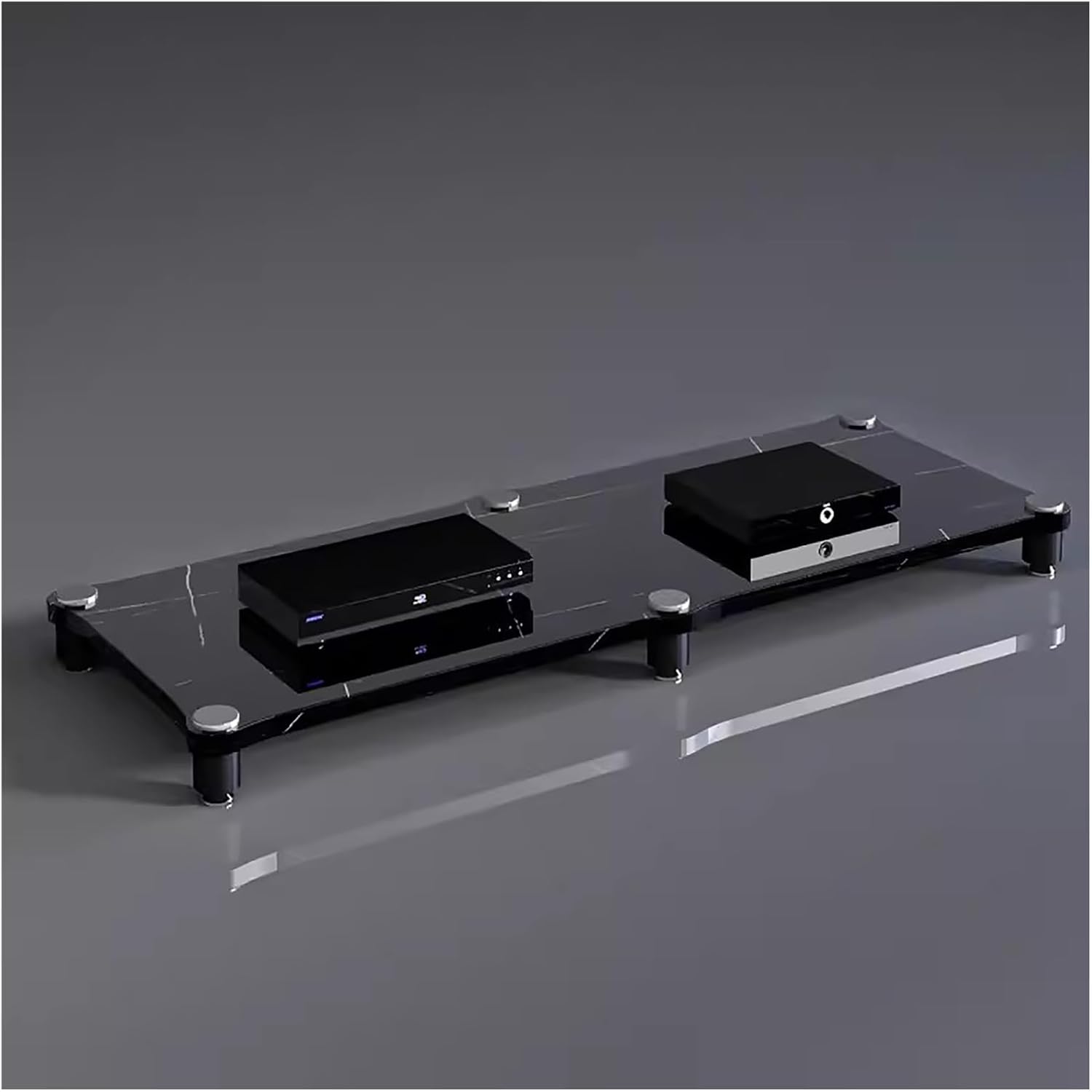 Heavy Duty Audio Video Component Cabinet, 1-Tier Media Stand for Home Stereo Equipment, Open-Ended Design for Easy Access, Modern Black Finish