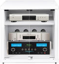 Stylish Wooden Media Cabinet & Stereo Rack, Durable Record Player Stand & Audio Tower for Home Entertainment, 57x55x60cm, Elegant Design, Perfect Audio Storage Solution
