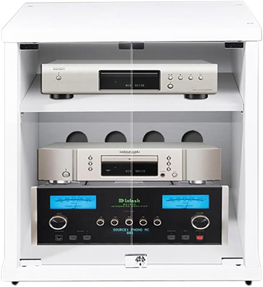 Stylish Wooden Media Cabinet & Stereo Rack, Durable Record Player Stand & Audio Tower for Home Entertainment, 57x55x60cm, Elegant Design, Perfect Audio Storage Solution