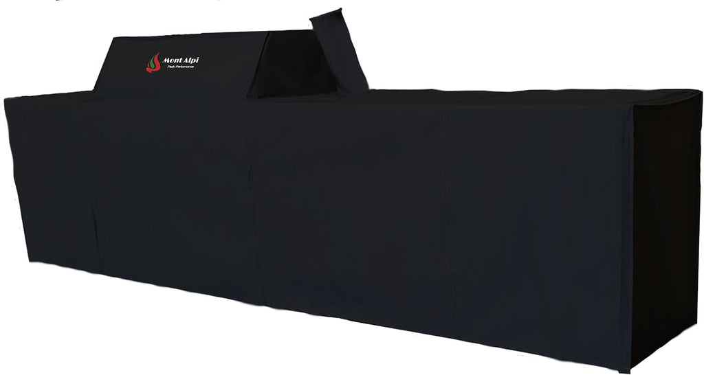Mont Alpi All Weather Cover for 6-Burner 132'W Original Deluxe Black 805 Series Outdoor Kitchen Island with Beverage Center - MAi805-BEV / MAi805-DBEV / MAi805-BSSBEV / MAi805-DBEVFC / MAi805-BSSBEVFC