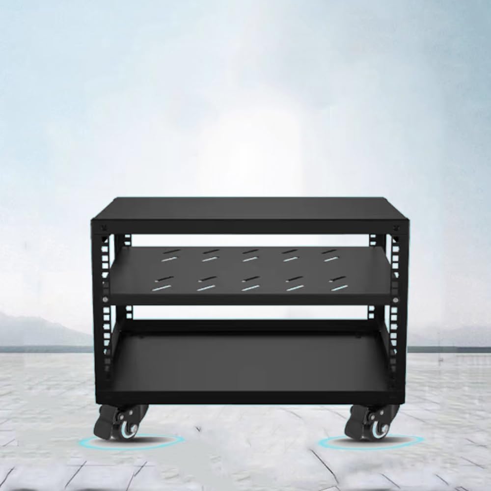 Metal HiFi Audio Rack Stand Adjustable AV Media Components Cabine with Wheels, Floor-Standing Tower Audio Equipment Storage Cabinet Movable Holds(H37cm)