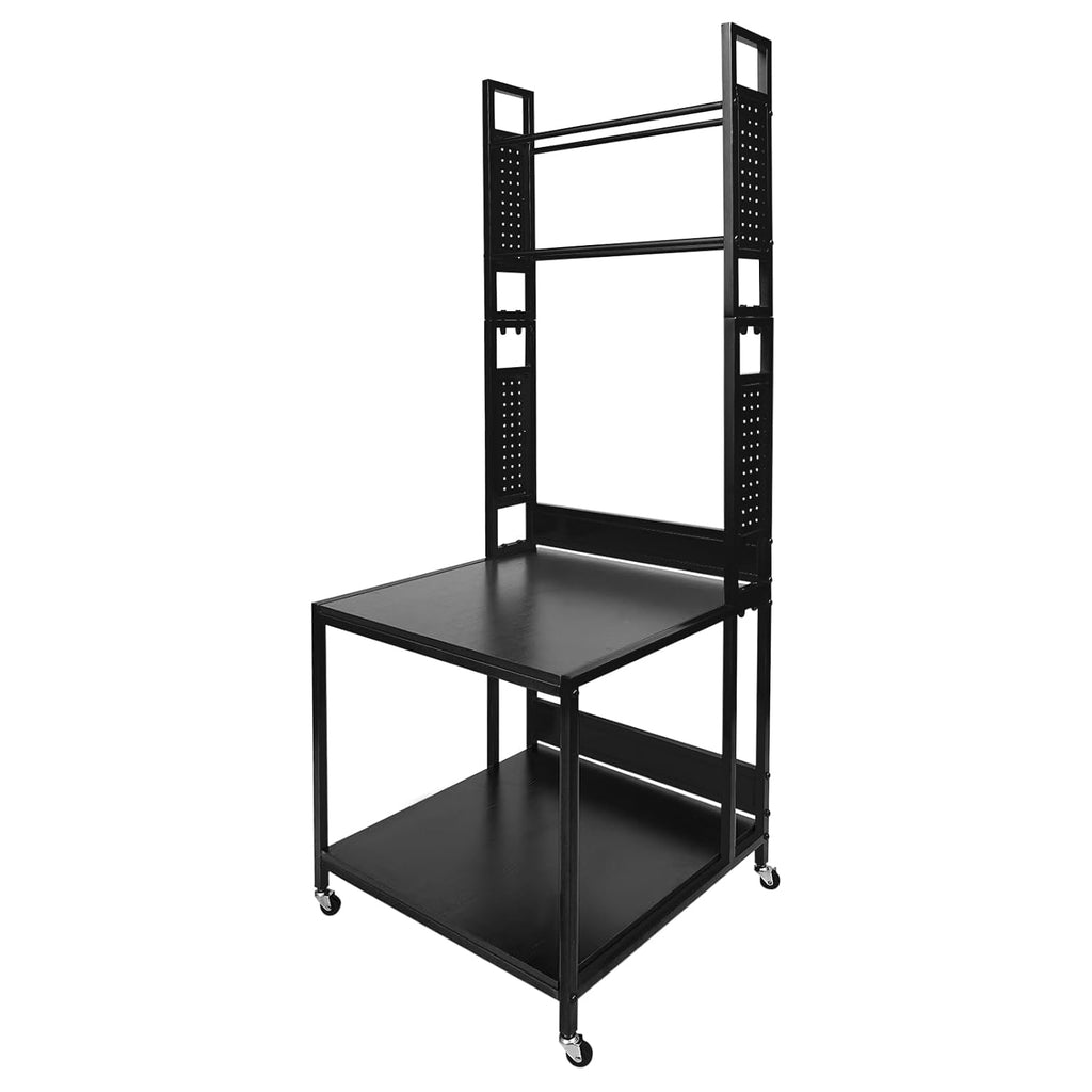 3D Printer Stand with Filaments Storage, 2-Tier 3D Printer Table Cart Desk with Wheels for Workshop Studio Office, 23.6' X 23.6' X 69', 110lbs Capacity (Black)