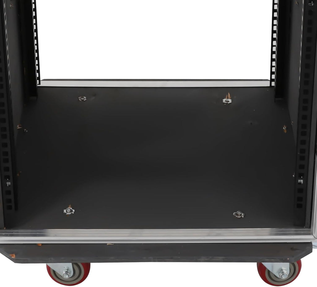14U PA DJ Rack/Road ATA Case, Network & Stereo Rack with Slant Mixer Tops, Heavy-Duty DJ Work Table Rolling Studio Equipment Cabinet, Amplifier Mixer Storage Stand for Pro Tour Grade, Live Sound