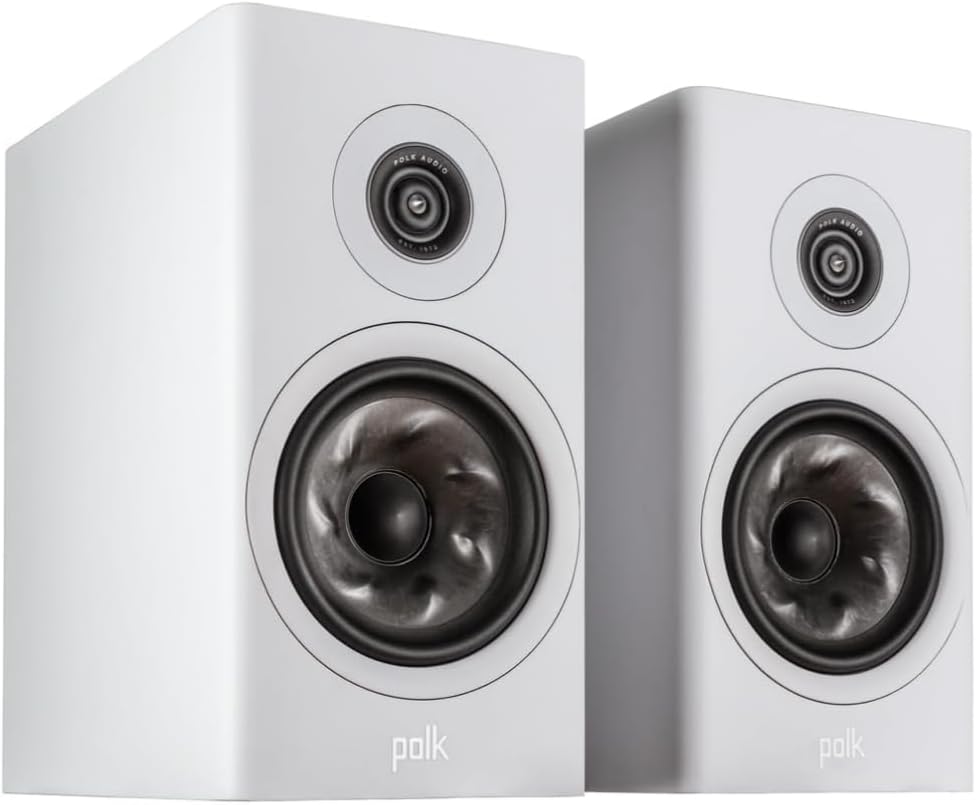 Polk Audio Reserve R200 Large Bookshelf Speaker for Dynamic, Detailed Home Theater Audio, 1' Pinnacle Ring Tweeter & 6.5' Turbine Cone Woofer, Dolby Atmos & IMAX Enhanced, Wall Mountable, White