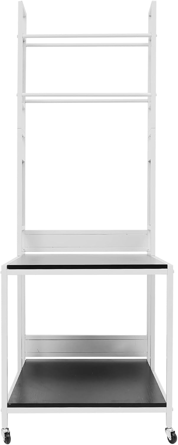 3D Printer Stand with Filament Storage, Heavy Duty 2-Tier Mobile Printer Table with Wheels, 110Lbs Capacity 3D Printer Table with Filament Spool Holder Rack for Workshop Studio Office Home (White)