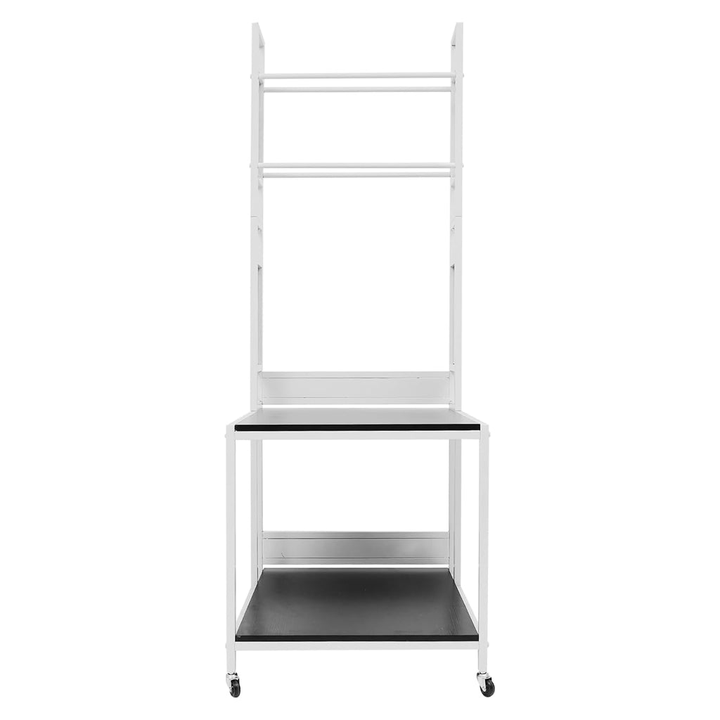 3D Printer Stand with Filaments Storage, 2-Tier 3D Printer Table Cart Desk with Wheels for Workshop Studio Office, 23.6' X 23.6' X 69', 110lbs Capacity (White)