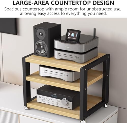 2 Tier AV Media Stand, Audio Rack for HiFi & Stereo, Open Storage Cabinet for Amplifier, CD & DVD Player, Compact 45x35x23cm (Black)