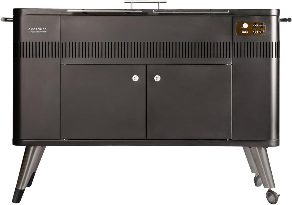 Everdure by Heston Blumenthal HUB 54-In. Charcoal Grill With Patented Built-in Rotisserie System & Quick Electric Ignition, Outdoor BBQ, Electric Starter, Adjustable Height, Easy Clean-Up, Matte Black
