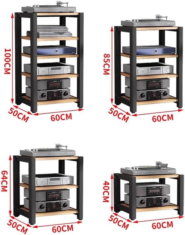 3/4 Layer HiFi Audio Cabinet Rack AV Shelf TV Stand for Turntable & Record Player Home Entertainment Furniture Black 60x50x64cm (3 Tier) Perfect for AV Amp & Equipment