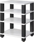 4-Tier AV Media Stand, Stereo Audio Rack Tower, Durable Carbon Steel Shelf for TV & Audio Components, Printer Storage, Modern White Design (60x48x78.5cm)