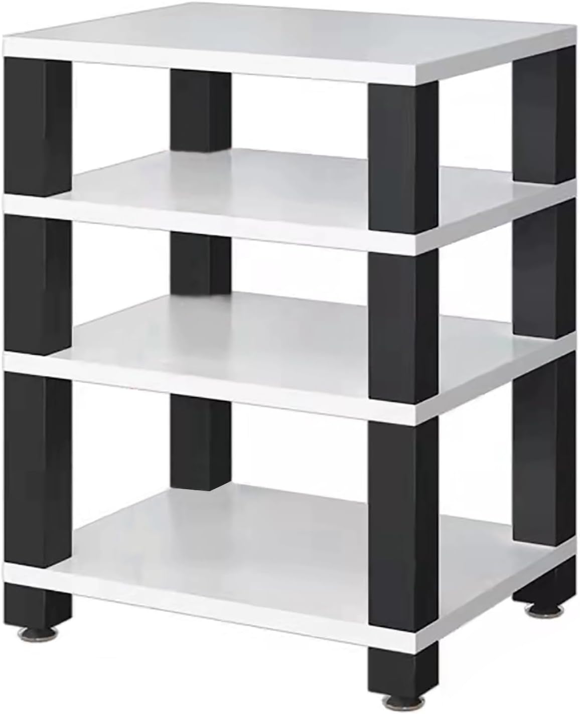 4-Tier AV Media Stand, Stereo Audio Rack Tower, Durable Carbon Steel Shelf for TV & Audio Components, Printer Storage, Modern White Design (60x48x78.5cm)