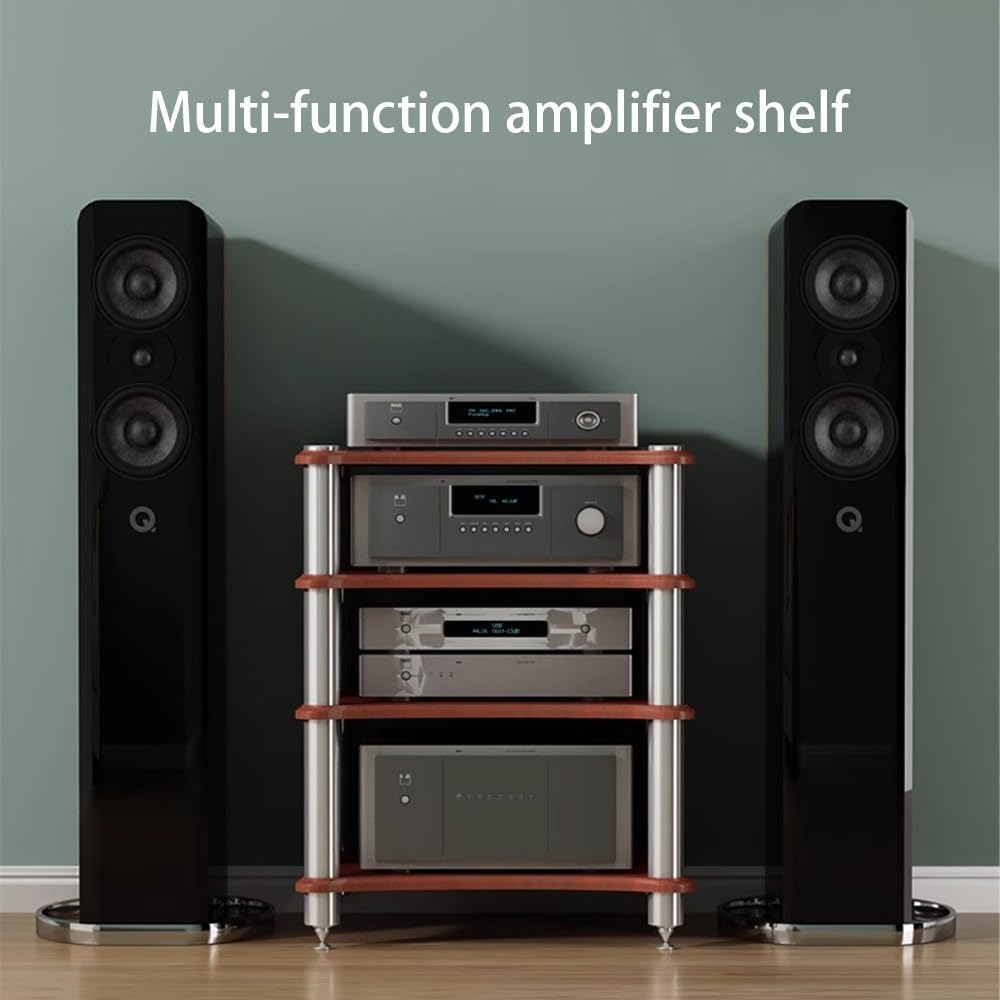 33' High Audio Component Rack - Corner Shelf Tower for Record Player & Stereo Receiver - Hifi Audiophile Equipment Cabinet,Yellow-60x48x62 cm