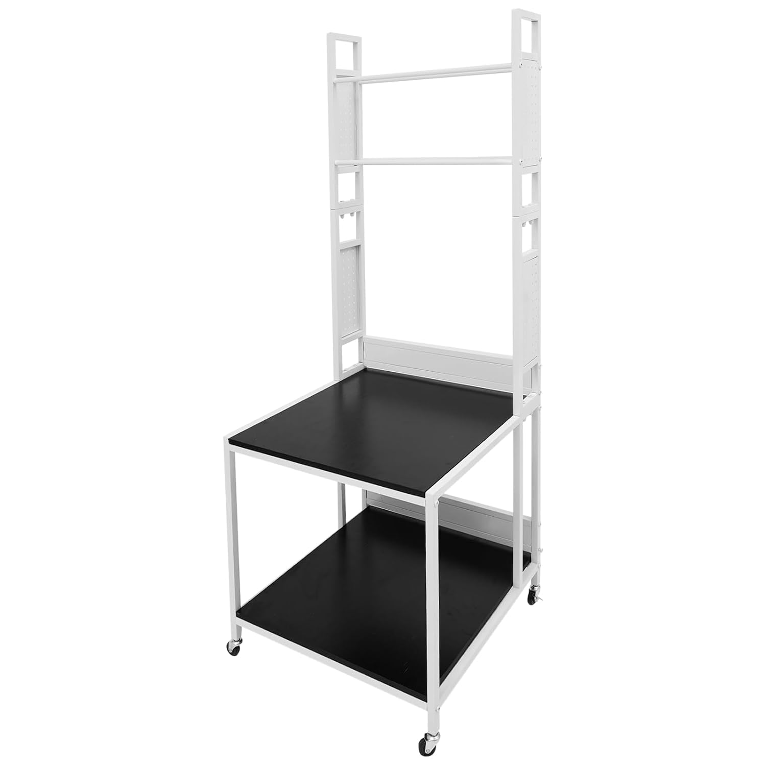 3D Printer Stand with Filaments Storage, 2-Tier 3D Printer Table Cart Desk with Wheels for Workshop Studio Office, 23.6' X 23.6' X 69', 110lbs Capacity (White)
