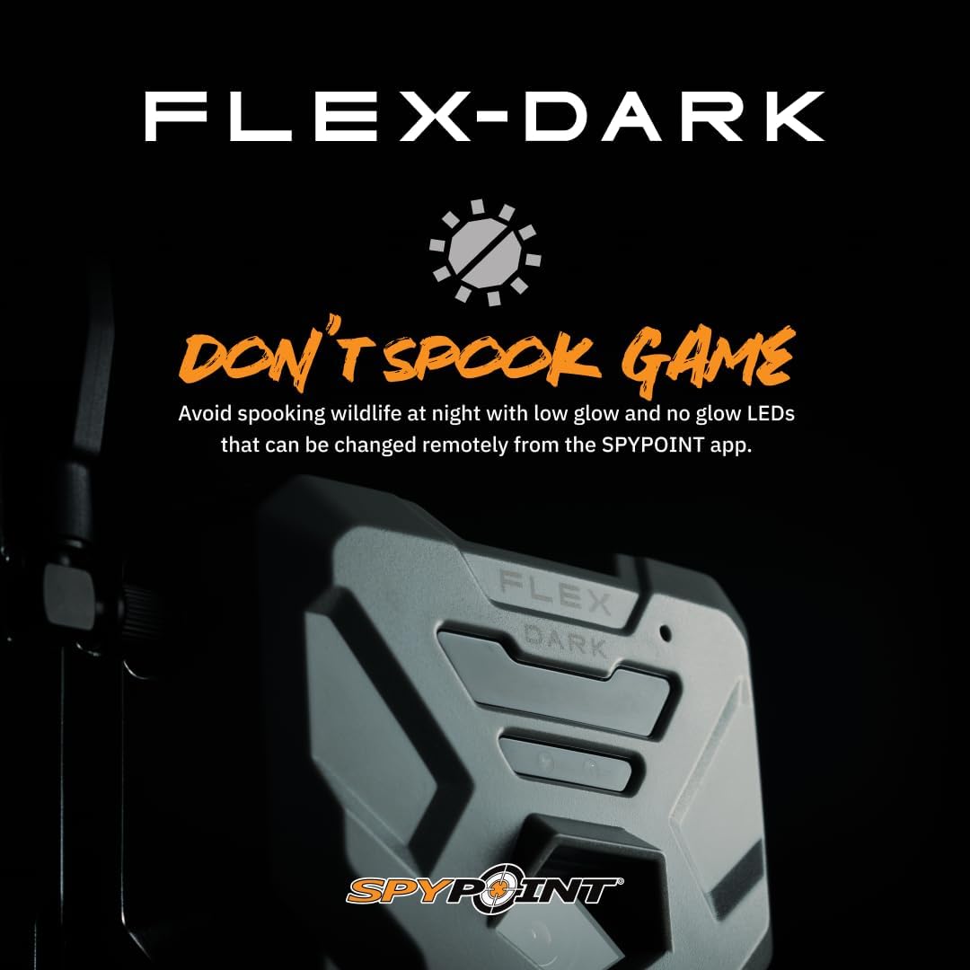 SPYPOINT Flex-Dark Cellular Trail Camera, 40MP Photos, 1080p Video + Sound, No-Glow Game Camera, Hunting Night Vision, Motion Activated,100ft Detection, No WiFi Needed Trail Cam