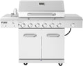 Nexgrill Deluxe 6-Burner Propane Gas Grill with Ceramic Searing Side Burner, Stainless Steel Frame, Rotisserie Kit, 60,000 BTUs Output, BBQ Grill Perfect for Outdoor Gatherings - 720-0896X