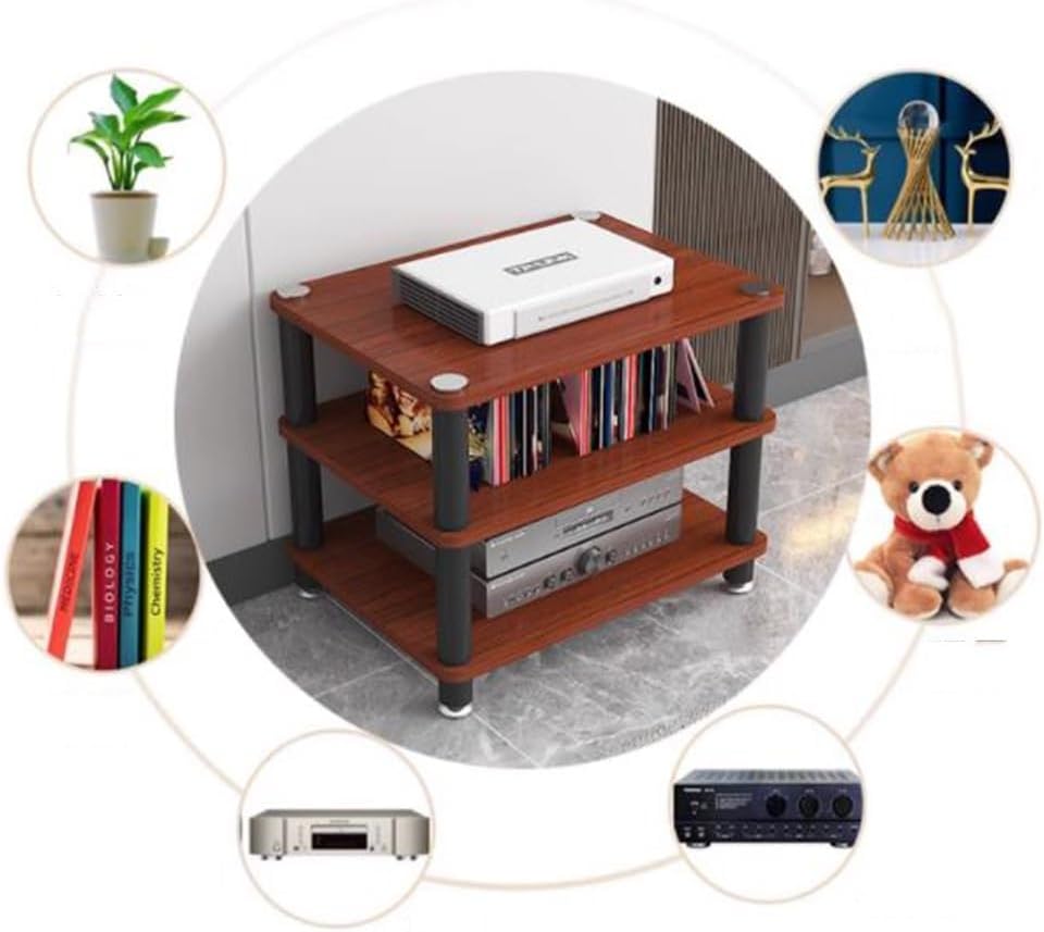 Audio Component Rack 1/2/3/4-Layer HiFi Audio Cabinet AV Media Storage Shelves Open Stereo Cabinet for HiFi Audio Equipment(Black,1 Tier/60x40x5cm)