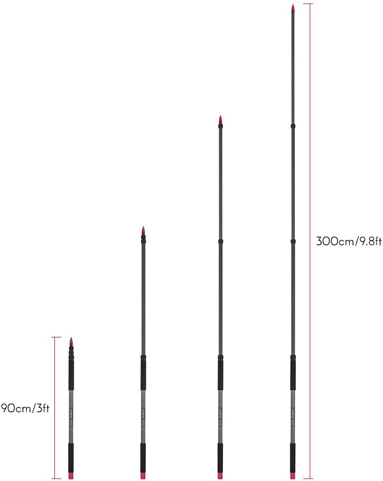 Andoer MK-3000 9.8ft Lightweight Carbon Fiber Mic Microphone Boom Holder Arm Pole Extension Mount Stand for Canon Nikon Sony DSLR Camera Camcorder Photography Sound Recording Interview Filming