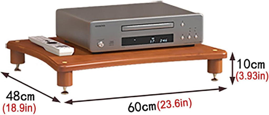 HOFSSI Open Audio Rack/Record Player Stand with Shock Absorbing Feet, Wooden Stereo Cabinet Media Stand Corner Shelf, TV Box/WiFi Router/Audio Equipment Organizer, for Home/Office/Theater(1-Tier)