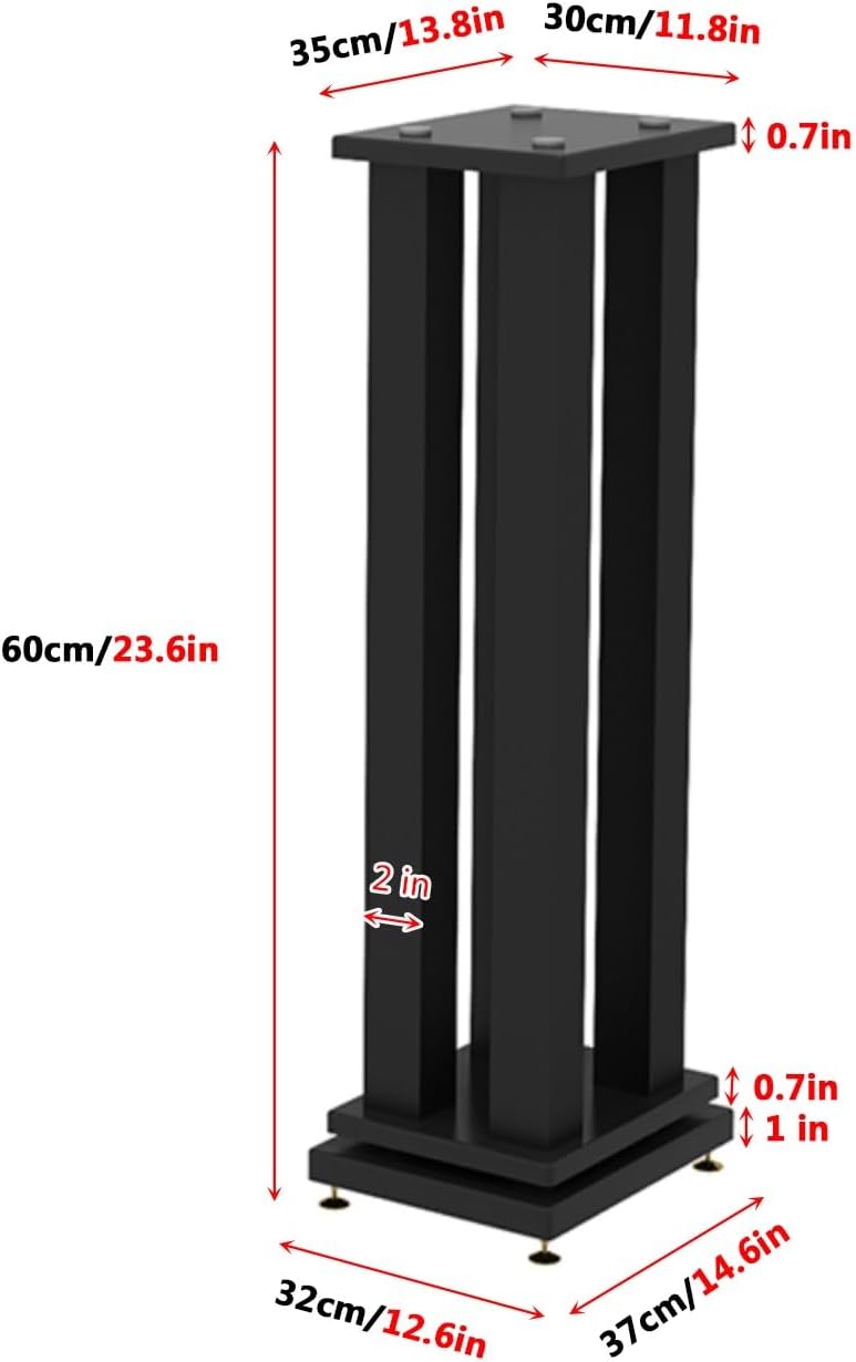Aimery Floor Speaker Stands Pair, Professional Audio Stand Brackets, Metal Steel Floor Standing, Bookshelf Speaker Stands, Stand for Speakers(60cm/23.6in)