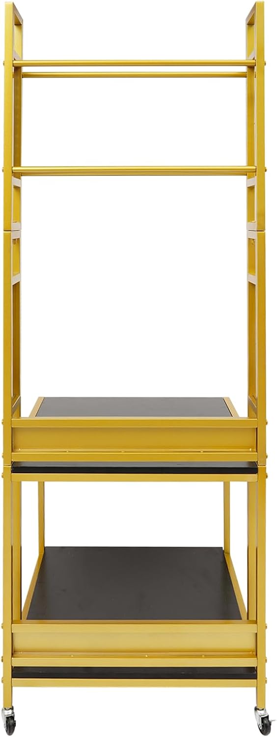 3D Printer Stand with Filaments Storage, 2-Tier 3D Printer Table Cart Desk with Wheels for Workshop Studio Office, 23.6' X 23.6' X 69', 110lbs Capacity (Gold)