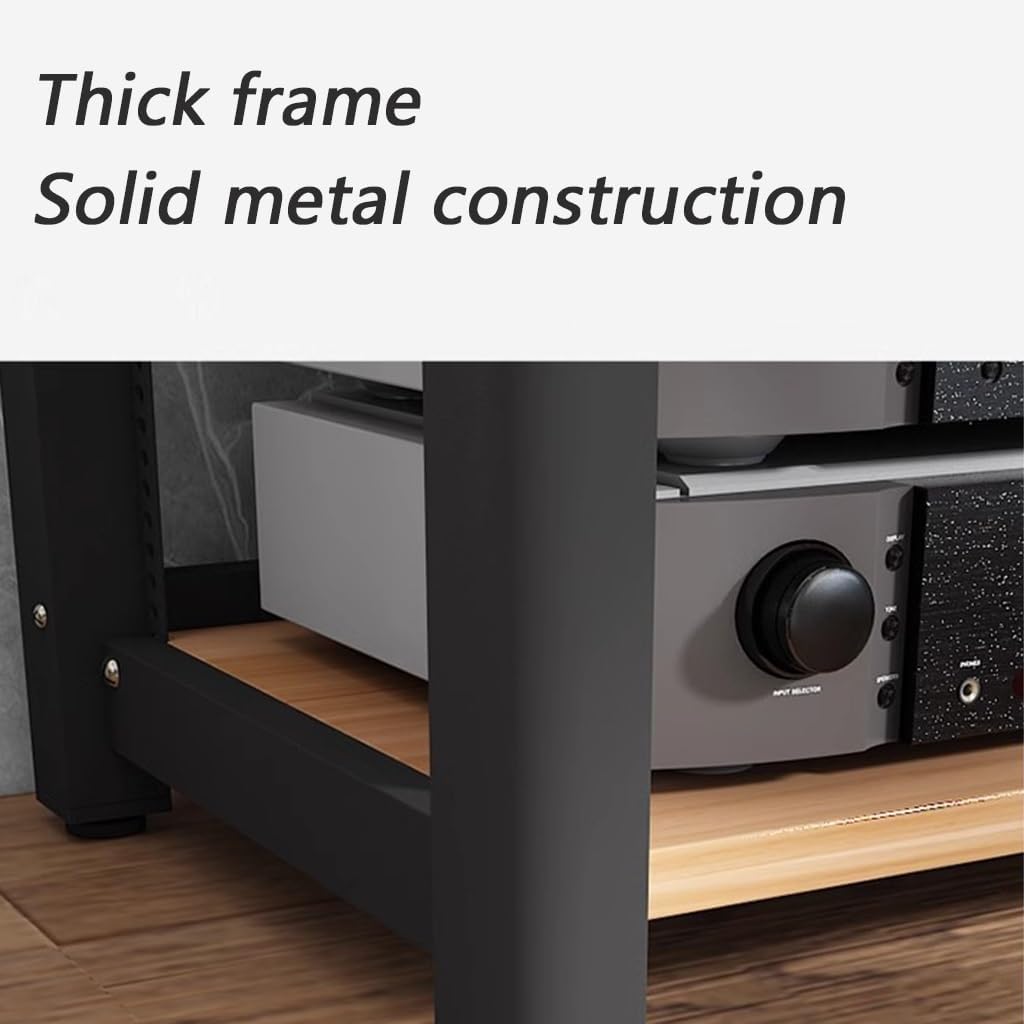 3/4 Layer HiFi Audio Cabinet Rack AV Shelf TV Stand for Turntable & Record Player Home Entertainment Furniture Black 60x50x64cm (3 Tier) Perfect for AV Amp & Equipment