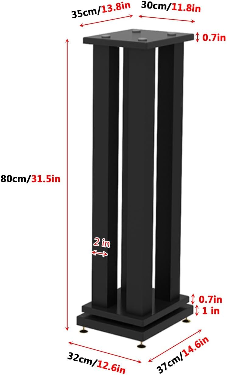 Aimery Floor Speaker Stands Pair, Professional Audio Stand Brackets, Metal Steel Floor Standing, Bookshelf Speaker Stands, Stand for Speakers(80cm/31.5in)
