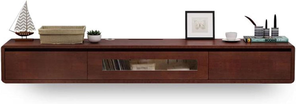 TV Table Unit for TVs, Modern TV Cabinet Floating TV Shelf Wall Shelf Home Entertainment Center TV Stand Media TV Console Audio-visual Equipment Shelves Storage Cabinet With drawer Brown 140/160cm