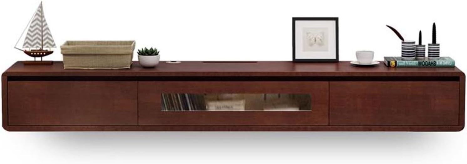 TV Table Unit for TVs, Modern TV Cabinet Floating TV Shelf Wall Shelf Home Entertainment Center TV Stand Media TV Console Audio-visual Equipment Shelves Storage Cabinet With drawer Brown 140/160cm