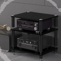HiFi Rack 3 Tier AV Media Stand Wood Shelf, Audio Tower, Record Player Stand Stereo Cabinet, Media Console Storage Shelf, Audio Video Components(Black,3-Tier(60x48x60cm))