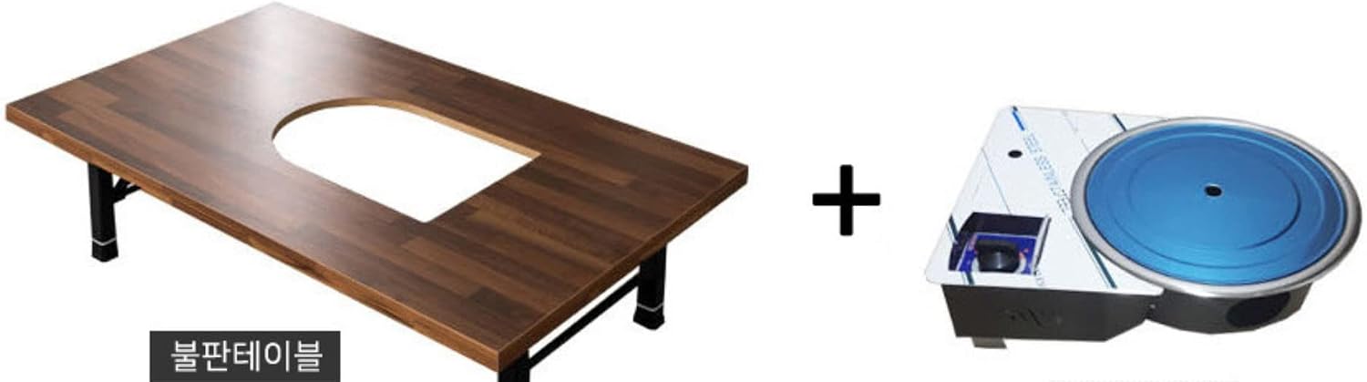 Korean BBQ Grill Table, Low Floor Folding Dining Table with Built-in Gas Stove, Portable Tatami Style for Indoor Cooking, Made in Korea (Marble)