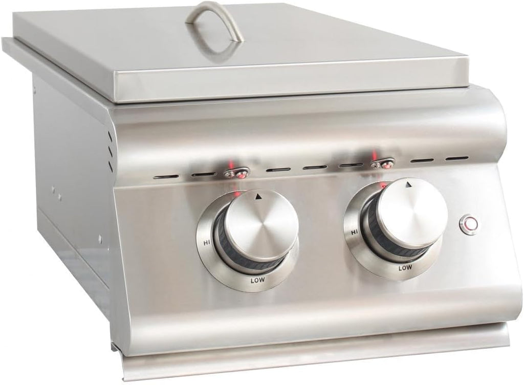 Heavy-Duty Stainless Steel Outdoor | Blaze Double Side Burner Natural Gas Grill Barbeque | LED Lights Thermometer | Best Of Backyard For Grilling Masters | BLZ-SB2LTE-NG