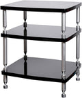 SRNSAEB 1/2/ 3/4 Tier Audio Equipment Rack Cabinet, Heavy Duty DVD Media Stand Black with Fitting, Standing Video Game Console Shelf Organizer for Game Consoles/Projector(3-Layer)