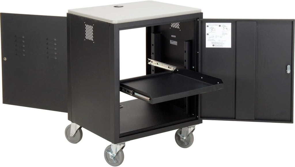 Global Industrial Audio Visual Cart w/Lockable Cabinet, 500 Lb. Capacity, Black