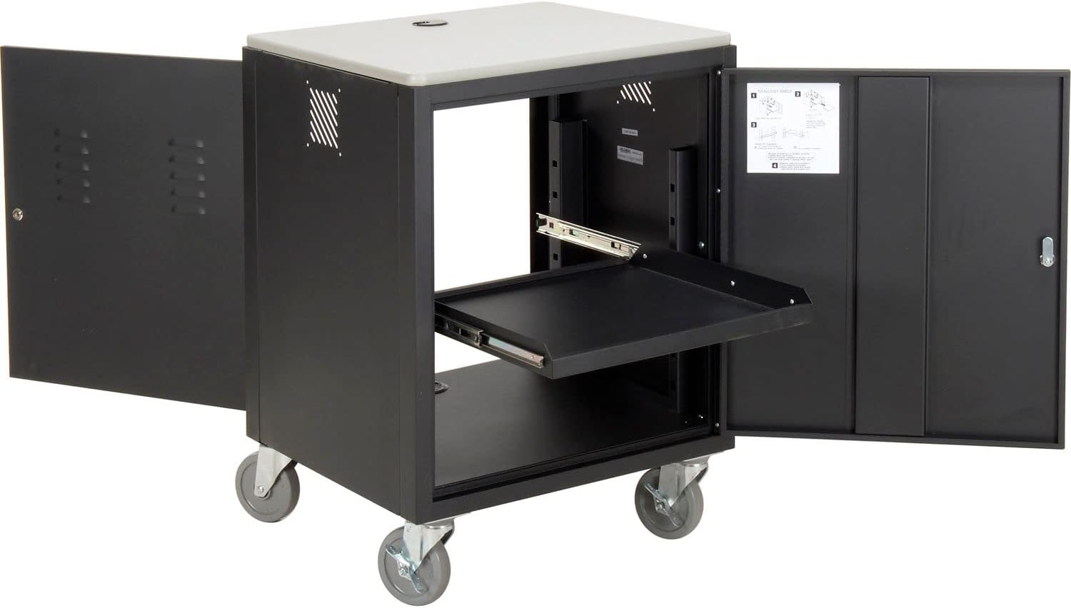 Global Industrial Audio Visual Cart w/Lockable Cabinet, 500 Lb. Capacity, Black