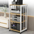 Heavy-Duty 4-Tier AV Media Stand with Wheels - Adjustable Audio Rack for Home Theater & Stereo Components, Sturdy Floor-Standing Design, Stylish Entertainment Center