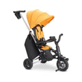 Joovy Tricycoo UL Kids Tricycle with 8 Stages Featuring 3 Rubber Tires, Removable and Adjustable Parent Handle, Safety Harness, 3-Position Recline Seat, and Retractable Canopy, Goldy